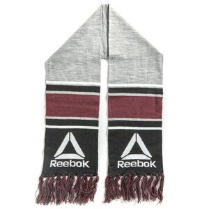 Reebok Rally Scarf with Logo Striped Fringe Scarf Soccer Style Knit Neck Warmer